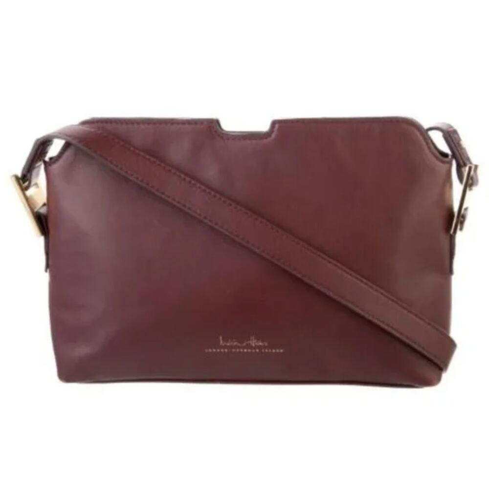INDIA HICKS Maddison May Leather Crossbody Bag Maroon Burgundy Wine